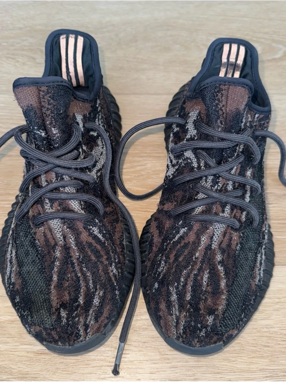 adidas Men's Black and Brown Patterned Knit Athletic Shoes
